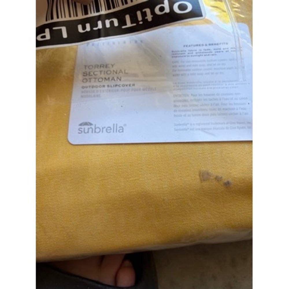 Pottery Barn Torrey Sectional Ottoman Outdoor Slipcover Sunbrella Yellow New
